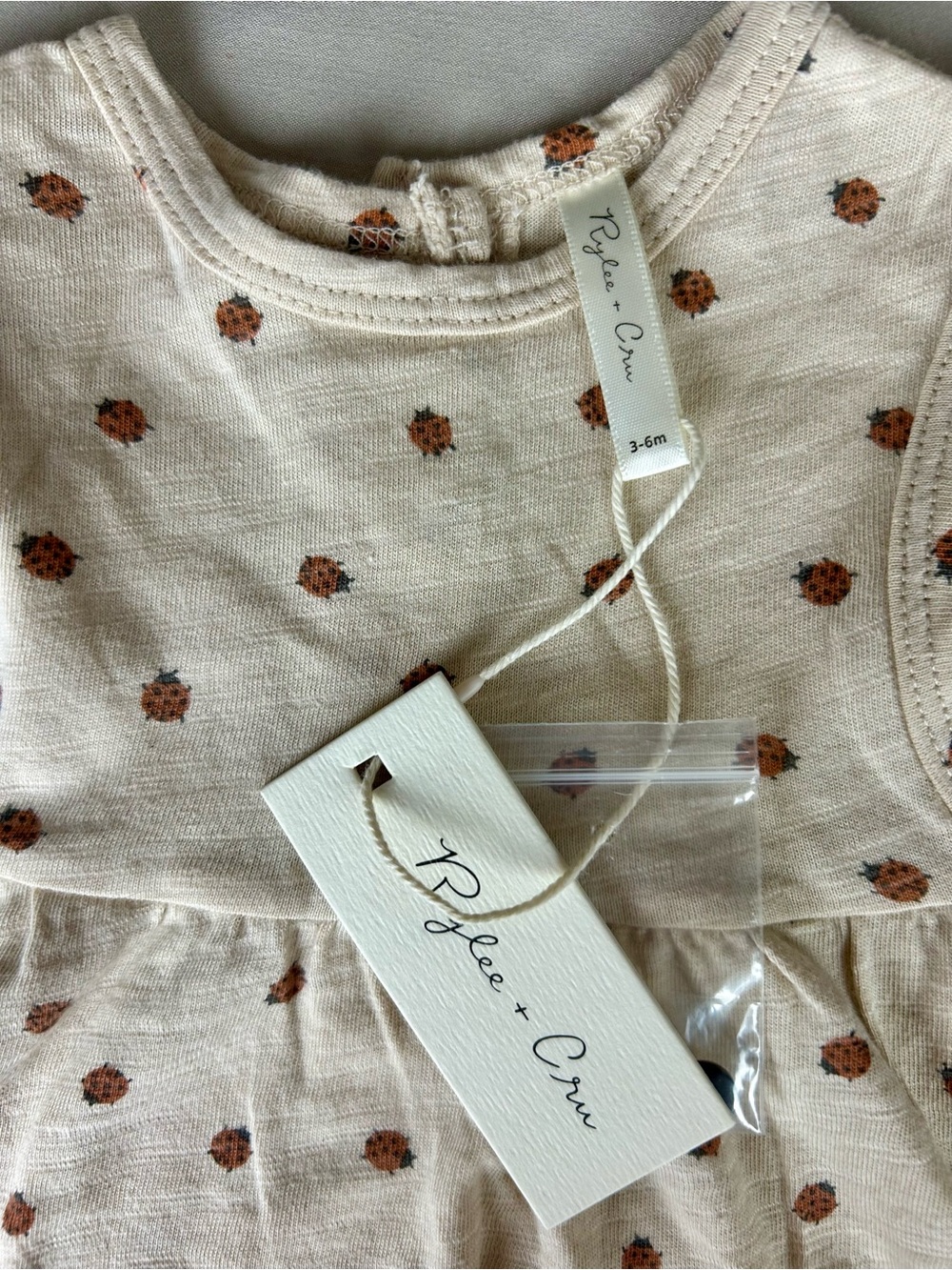 Rylee + Cru Cream Tank Dress - Ladybug Print